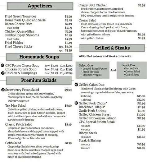 Based on our analysis, <strong>Cotton Patch</strong> Cafe offers more than 26 discount codes over the past year, and 22 in the past 180 days. . Cotton patch menu lake worth